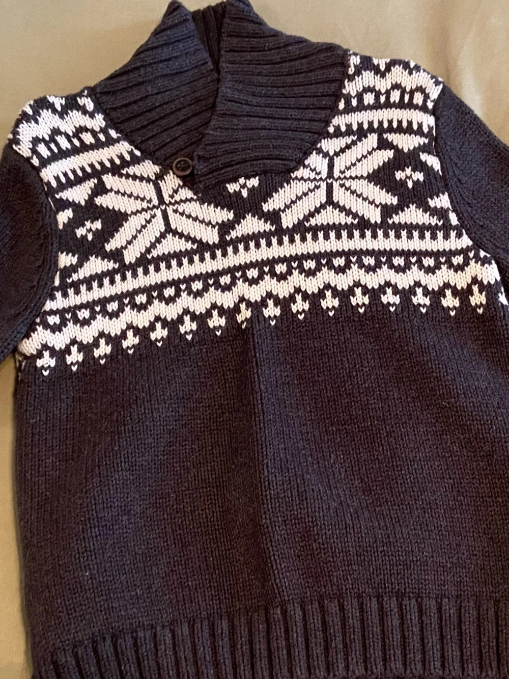 Toddler boys grey and white sweater